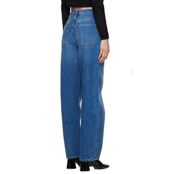 FRAME Double Waist Band Long Barrel High Rise Jeans Blue Denim Women's Size 30 - Picture 5 of 12